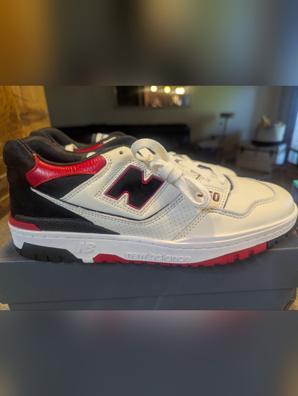 New Balance 550 Men's White, Black & Red Leather Sneakers